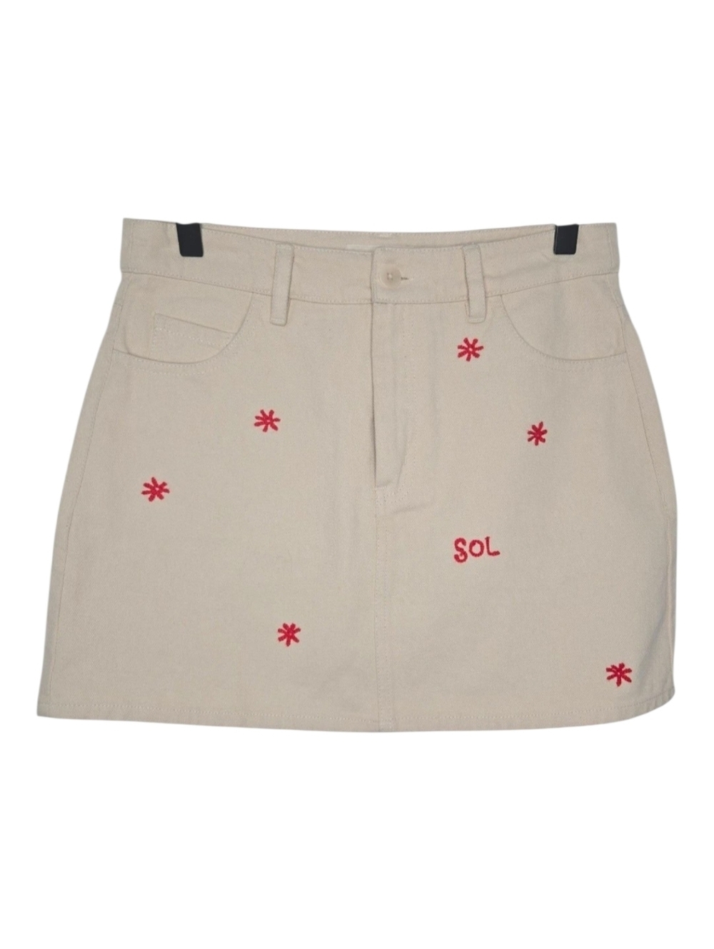 Thinking Mu Womens SOL Chain Embroidered Mini Denim Jean Kimmy Skirt 36